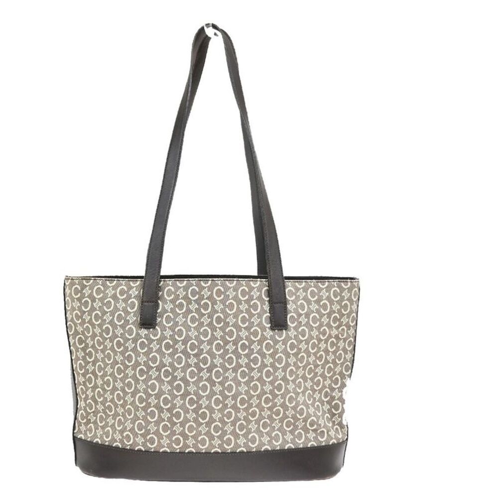 Celine Vintage Macadam Shopper Coated Canvas Brown Canvas Tote Bag Bag